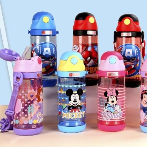 600ml Disney childrens bouncing cup with straw fall-proof plastic cup BPA Free water bottle
