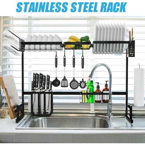 65/85cm Stainless Steel Kitchen Shelf Organizer Over The Sink Dish Drying Rack Holder Draining Shelf Storage Countertop Organize