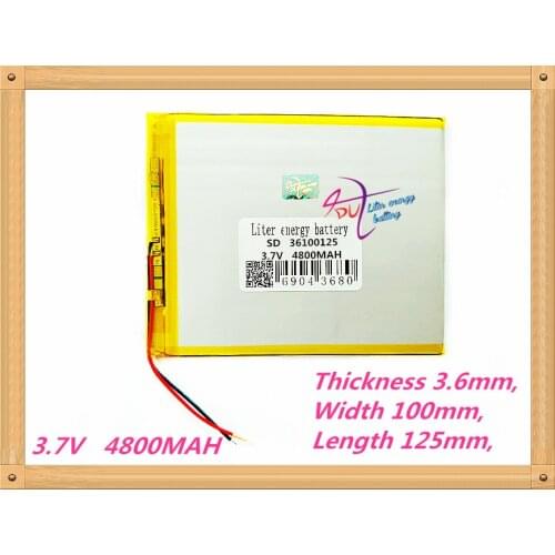 Free shipping 36100125 3.7 V 4800 mah tablet battery brand tablet gm lithium polymer battery Rechargeable batteries