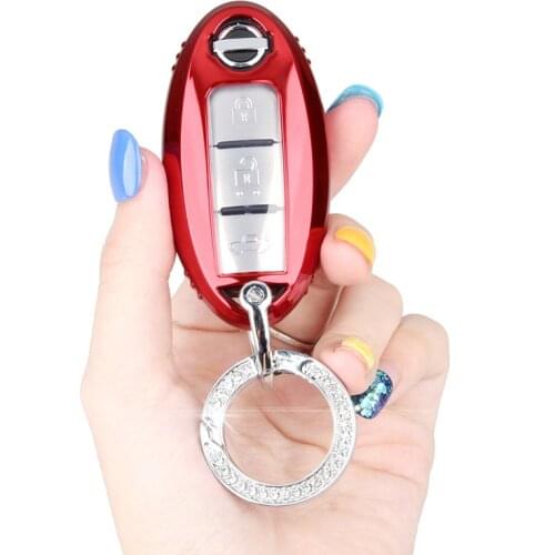 Car Key Fob Cover Case with Keychain for Nissan Altima Maxima Rogue Armada Pathfinder Infiniti