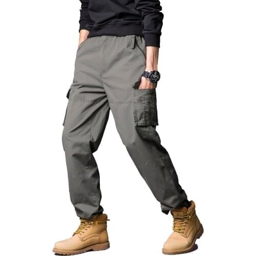 Cargo Pants Mens Military Tactical Multi Zipper Pockets Long Pants Male Cotton Casual Overalls Loose Baggy Work Trouser Big Size