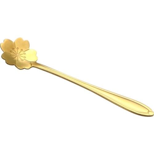 Cup Coffee Stainless Steel Stirring Scoop Cherry Sakura Blossom Honey Stick Dessert Scoop Mini Spoon Dessert Spoon Set Tableware