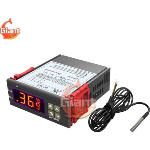 DST1000 Digital Thermostat DS18B20 Temperature Sensor AC 110-230V DC 9V-72V Temperature Controller Regulator for Incubator 220V