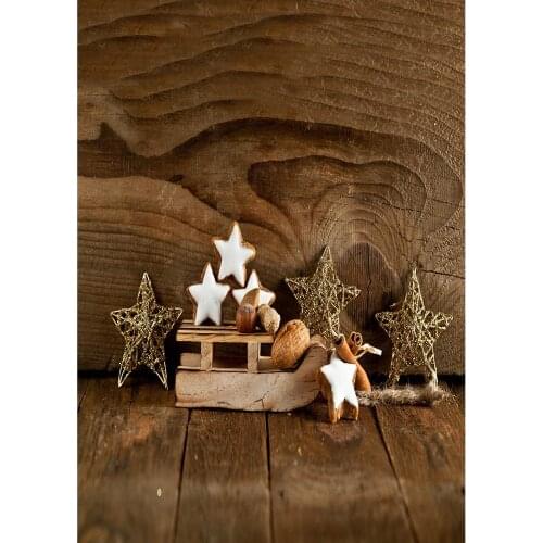 Wooden Wall Floor Star Nuts Christmas Photographic Backdrop Custom Background for Children Baby Shower Photoshoot Photo Studio