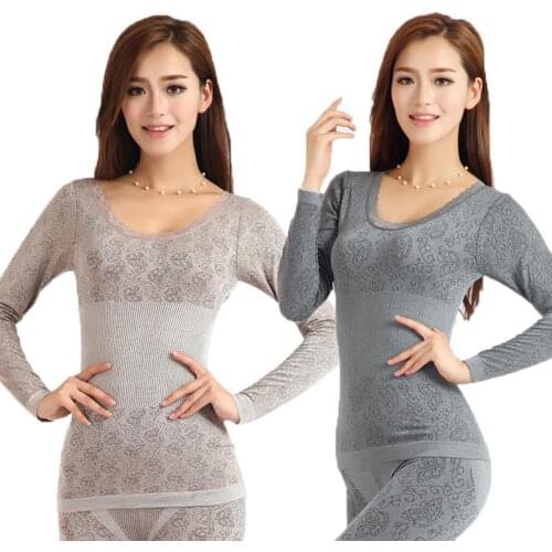 70% Hot Sell Women Winter Thermal Underwear High Elasticity O-Neck Top Long Johns Pajama Set