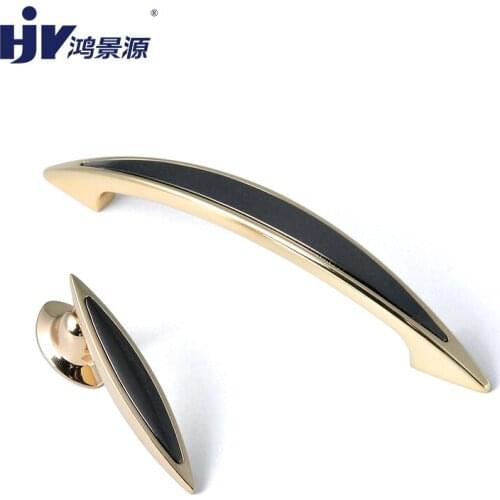 HJY Black Gold Drawer Handle Cupboard Pull Kitchen Cabinet Wardrobe Door Handles Fashion Zinc Alloy Furniture Hardware C21001