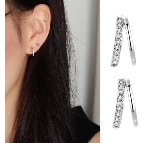 Exquisite C Shape Geometry Zircon Stud Earrings For Women Girls Trend Creative Party Gifts Jewelry SAE453