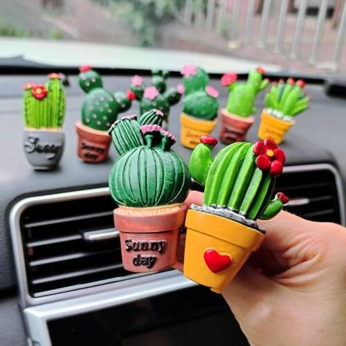 Creative 3D Simulation Cactus Plant Car Air Conditioner Outlet Perfume Clip Potted Plants Succulents Car Air Freshener Ornament
