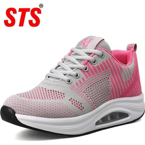 STS Womens Casual Sneakers Breathable Mesh Sport Women Running Shoes For Ladies Light Comfortable Outdoor Female Flats