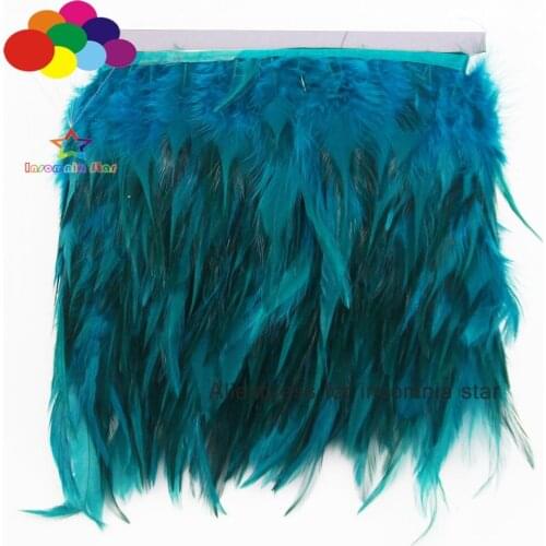 Top 1/10meter teal Rooster Tail Feathers 8-12cm wide cock Cloth Sideband for Clothing Wedding Party trims DIY Scarf