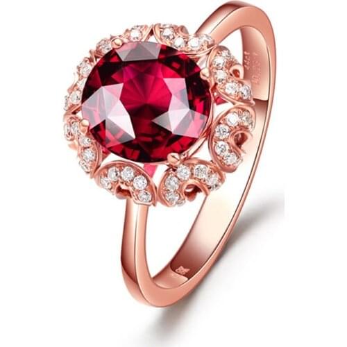 Trendy Rings CZ Red Blue Purple Crystal Wedding Ring Oval Rose / Gold / Silver Color Jewelry Womes Girls Gift Dropshipping