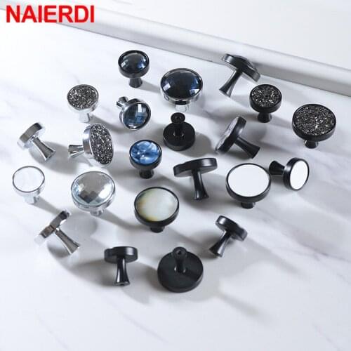 NAIERDI Crystal Cabinet Knobs Zinc Alloy Wall Hooks Hanging Hooks Furniture Handles Kitchen Cupboard Drawer Pulls Hardware