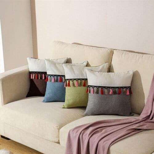 Tassel Cotton Linen Cushion Cover Decorative Texture Pillow Cover for Living Room Bedroom Pillowcases 45x45cm