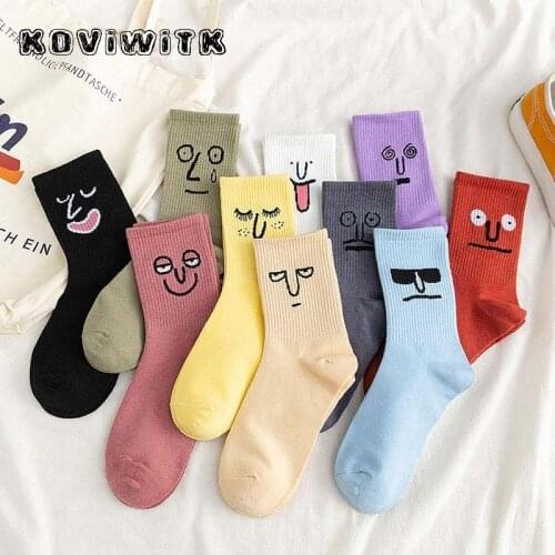 Funky Harajuku Expression Women Cotton Socks girl kawaii Surprise for Womens Sock Fashion Street Happy Funny Art Christmas Gift