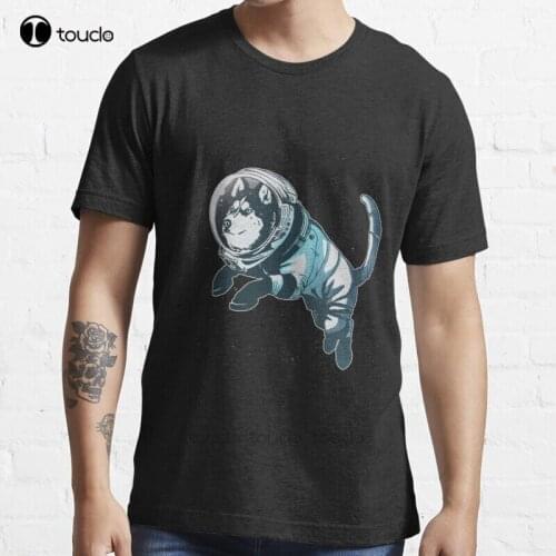 New Easily Distracted By Space And Husky Dog T-Shirt Cotton Men Tee Shirt