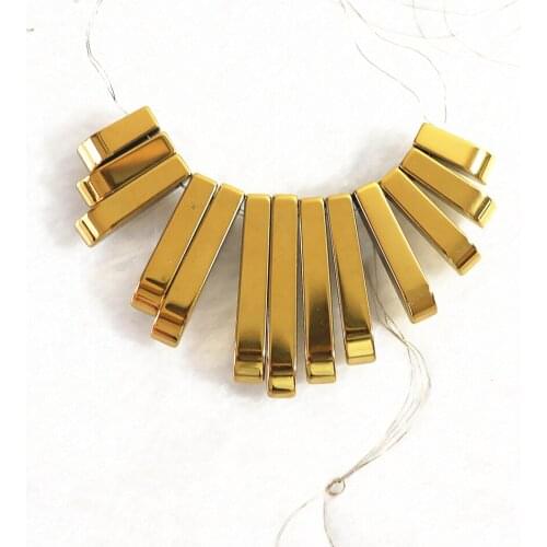 New gold-color hematite pendant stone 10-29x4mm long Rectangle beads loose maknig Jewelry B203