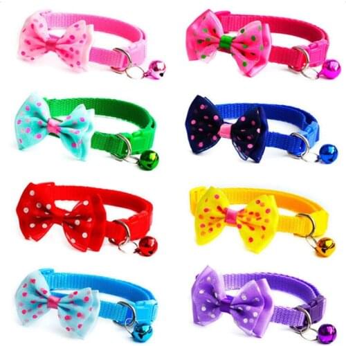 Cat Cute Bow Bell Collar Dog Nylon Adjustable Fashion Collar Puppy Accessories Pet Lace Metal Necklace Chihuahua Kitten Supplies