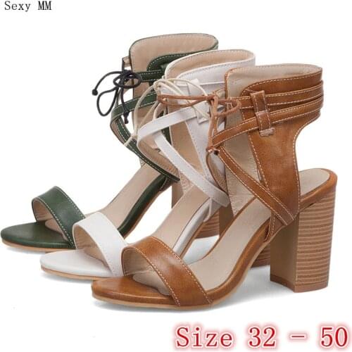 Peep Toe Women High Heel Gladiator Sandals Shoes Woman High Heels Pumps Small Plus Size 32 33 - 40 41 42 43 44 45 46 47 48 49 50