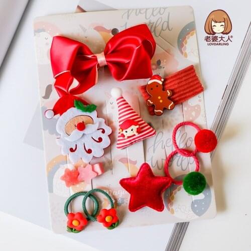 Father-in-Law Children Santa Claus Gift Box Set Princess Bowknot Hairpin Hair Rope Cute Holiday Gift