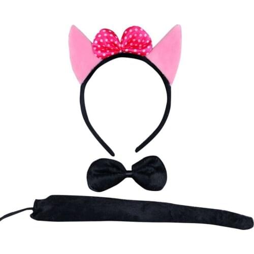 Kids Animal Role Play Costume Set Children Mouse Elephant Ears Headband Cosplay Party Props Child Stuffed Bow Ties Tail Outfits