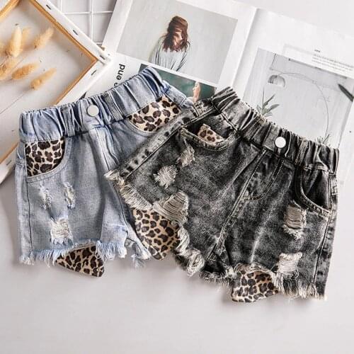 Girls' Shirt Ripped Denim Shorts Korean Style New Summer Fashion Shorts Baby Children 's Big Children 's All -match Hot Pants
