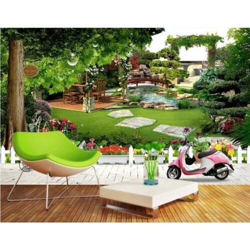 Modern Custom 3D Wallpaper Back garden landscape garden landscape background wall painting Home Decor Living Room Wall Covering