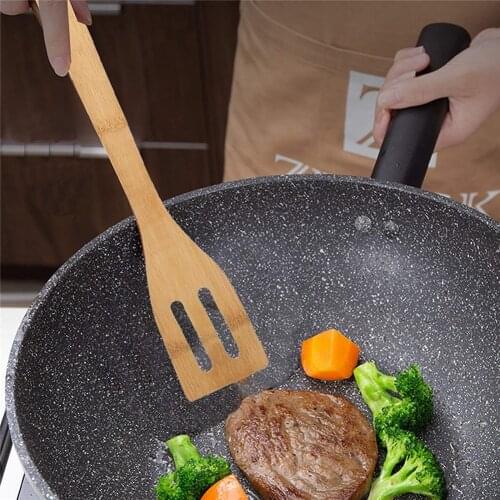 Long Handle Wooden Cooking Utensils Non-Stick Pans Spatula Spoon Durable Cookware Kitchenware Home Kitchen Cooking Supplies