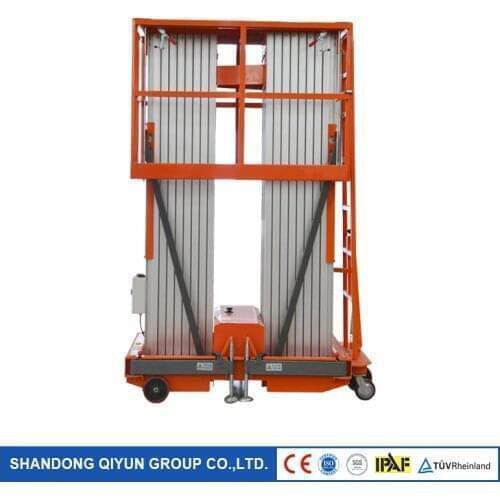Qiyun CE Three Columns Hydraulic Aluminum Alloy Lift Loading Capacity 200kg Height 14m for Repairing Use