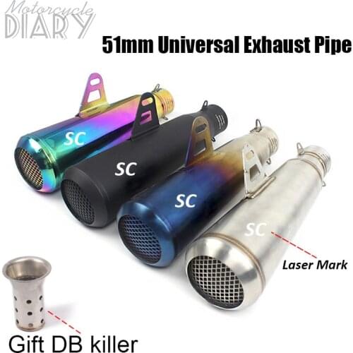 38-51mm Universal For YZF R6 R15 R1 Tmax155 XMAX GSX250 Pcx125 Motorcycle Exhaust Pipe Escape Moto DB Killer SC Laser Mark Bike