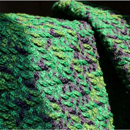 Green sweater autumn winter thick woolen coat plaid green designer original fabrics for patchwork