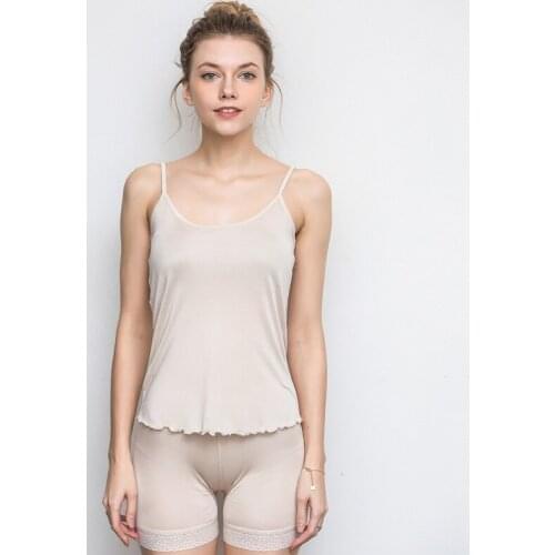 Women silk Camis 100% Natural silk Basic Camisoles Comfortable Silk tank tops 2018 Summer halter top Solid color M-XL WQ296