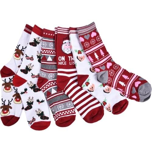 1Pair Christmas Woman Socks Cartoon Santa Claus Elk Animal Pattern Socks Holiday Warm Cartoon Christmas/Lace Frilly Ruffle Socks