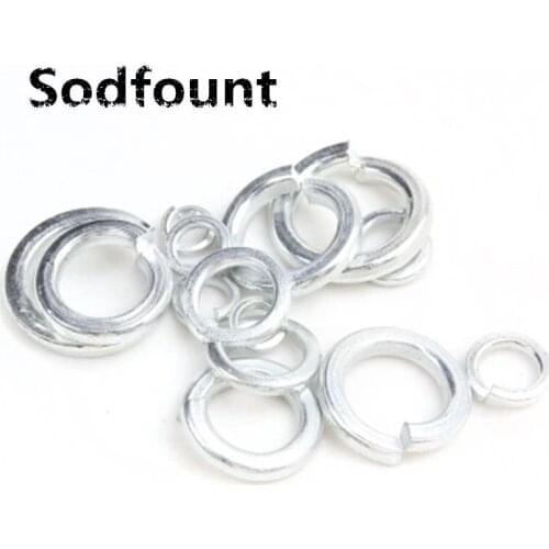 100pcs/lot Iron white zinc elastic gasket M2 M2.5 M3 M3.5 M4 M5 M6 M8 M10 Thin spring washers