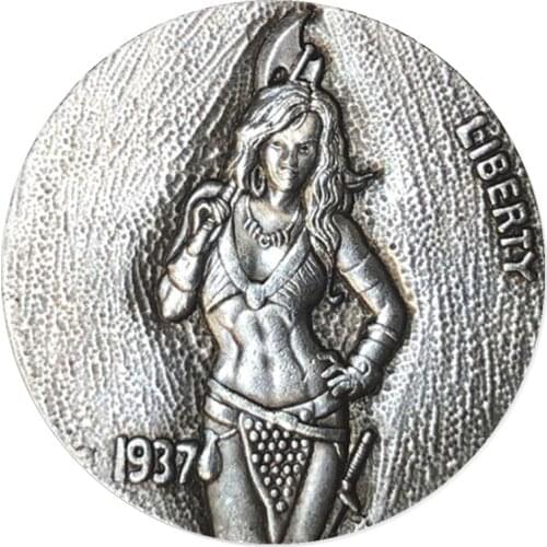 1937 Axe Woman AB Souvenir Coins Collectibles 3D Antique Metal Commemorative Morgan Hobo Coin Copy Home Decor New Year Gifts