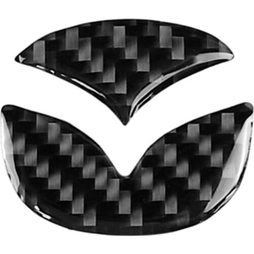 2pcs Carbon Fiber Car Steering Wheel Logo Stickers Decorative Styling Decals for Mazda Axela ATENZA CX-5 CX-4