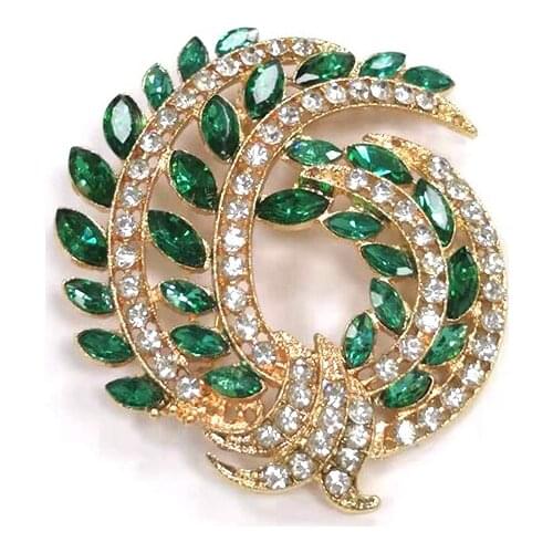20pcs/lot high quality 55mm Hot sell Gold plated Rhinestone Acrylic lace leaf plant Brooch Pin for gift/party