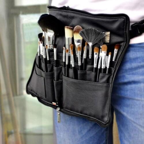 Faux Leather 28 Pocket Cosmetic Brushes Storage Bag Large Capacity Makeup Tool