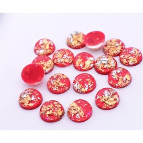 30pcs/lot 10mm New Fashion Red Color Built-in metal Flat Back Resin Cabochons Cameo Jewelry Accessories Supplies
