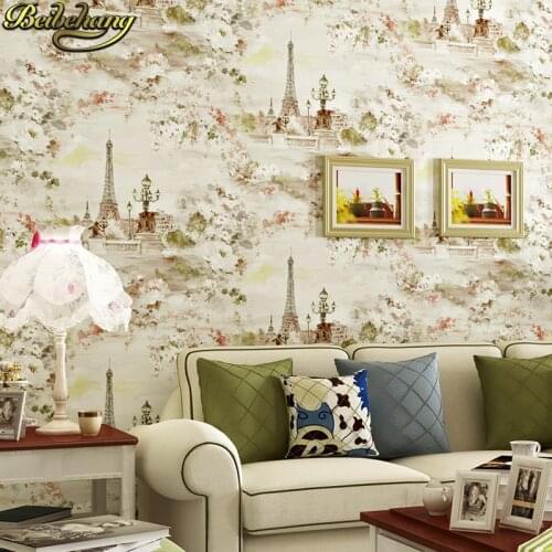 Beibehang papel de parede 3D Vintage American Eiffel Tower wallpaper roll for walls living room wall papers home decor sticker