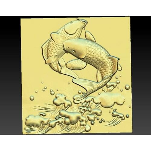 3d STL Model fish decor for CNC Router 3D Printer Artcam Aspire Bas Relief