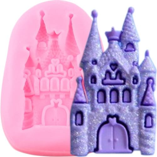 3D Castle Silicone Molds Baby Birthday Cupcake Topper Fondant Cake Decorating Tools Candy Polymer Clay Chocolate Gumpaste Moulds