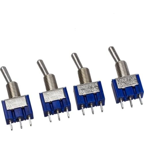 4 Pcs AC 125V 6A 3 Pin SPDT On/Off/On 3 Position Mini Toggle Switch Blue