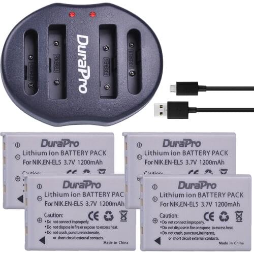 4Pc EN-EL5 EN EL5 EnEL5 Li-ion Rechargeable Battery + Dual USB Charger For Nikon Camera Coolpix P80 P90 P100 P500 P510 P520