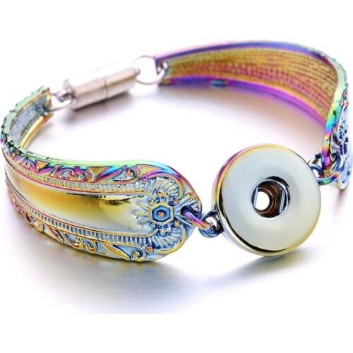 New Colorful Snap Bracelet Bangle Fit Flower 20MM 18MM Snaps Buttons Jewelry Snaps Magnetic Metal Snap Button Bracelet