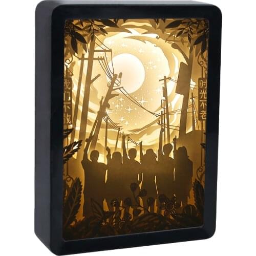 USB charging paper lamp Sculpture Night Light Creative Shadow Painting Handmade artwork lights with gift box