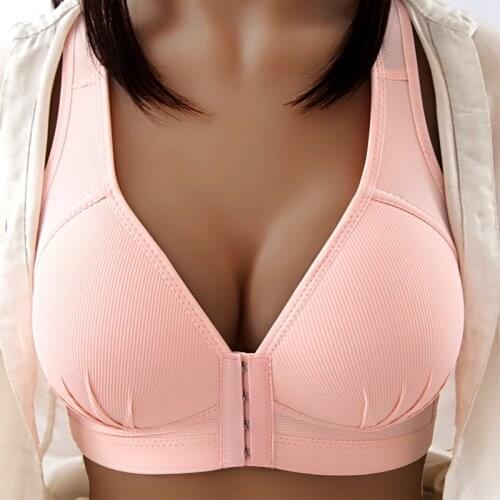 Sexy Push Up Bra Front Closure Solid Color Brassiere Wireless Bralette Breast Seamless Bras for Women Underwear Plus Size