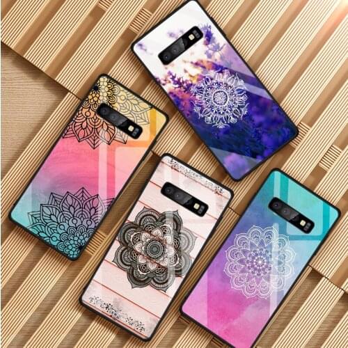 Mandala flower pattern Tempered Glass Phone Case For Samsung Galaxy S8 S9 S10 S20 PLUS J6 J8 2018 NOTE 8 9 10 Cover Shell