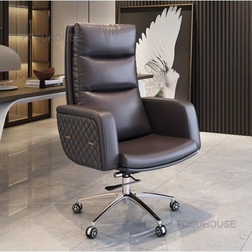 High Back Computer Chair Modern Luxury Office Chairs Furniture Lifting Rotary Gaming Chair Leather Boss Business Class Chair