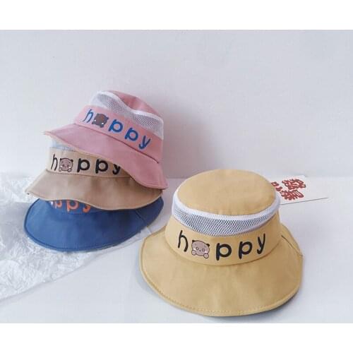 Summer Mesh Hats For Kids Boys Girls Letter Pattern Baby Fisherman Hats Bucket Hat Breathable Toddler Beach Caps