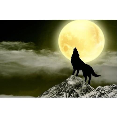 Moon Night Wolf Howl The wooden puzzle 1000 pieces ersion jigsaw puzzle white card adult childrens educational toys